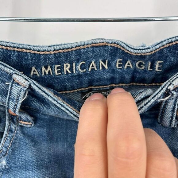 American Eagle Super Stretch Hi Rise‎ Shortie Size 0 destroyed distressed denim - Picture 8 of 14